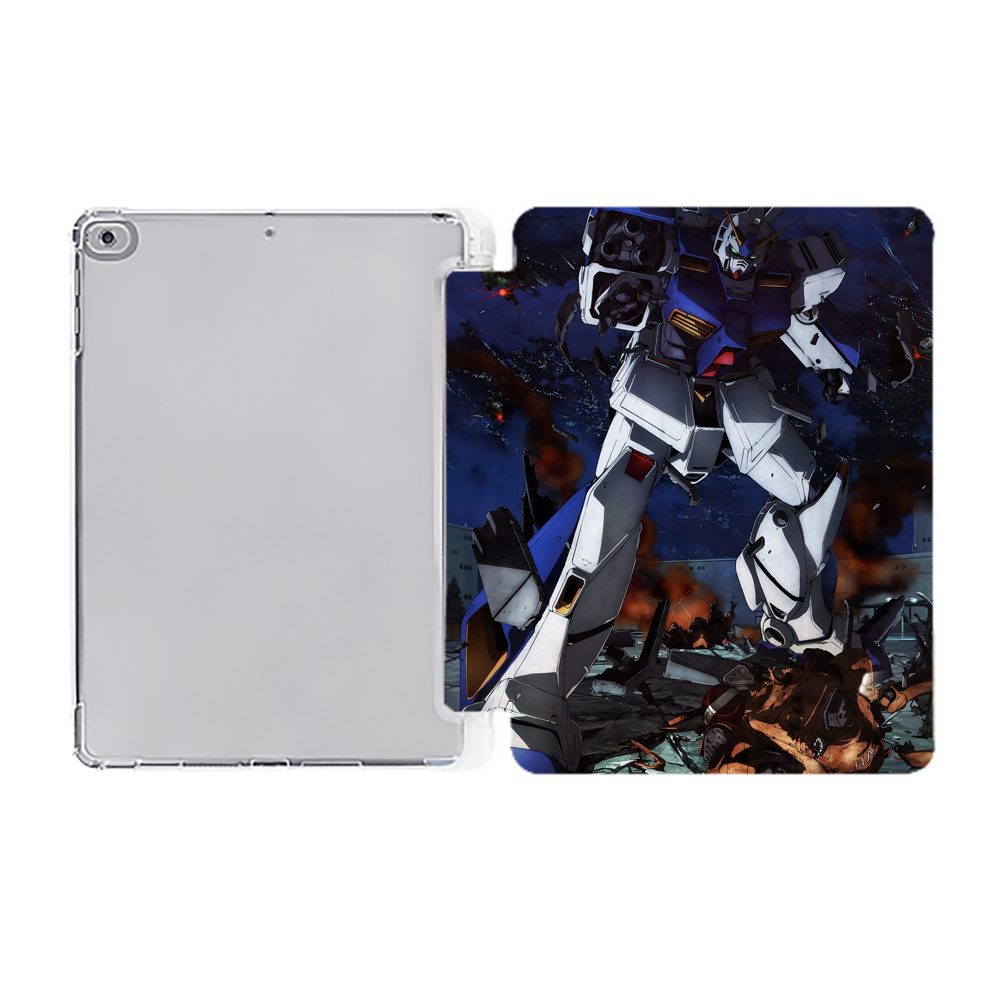 （画像用） 機動戦士ガンダム Mobile Suit Gundam IPad ケース ペン収納付き 三つ折りスタンド PUレザー×シリコン 対応機種9.5/10.5/10.9インチ